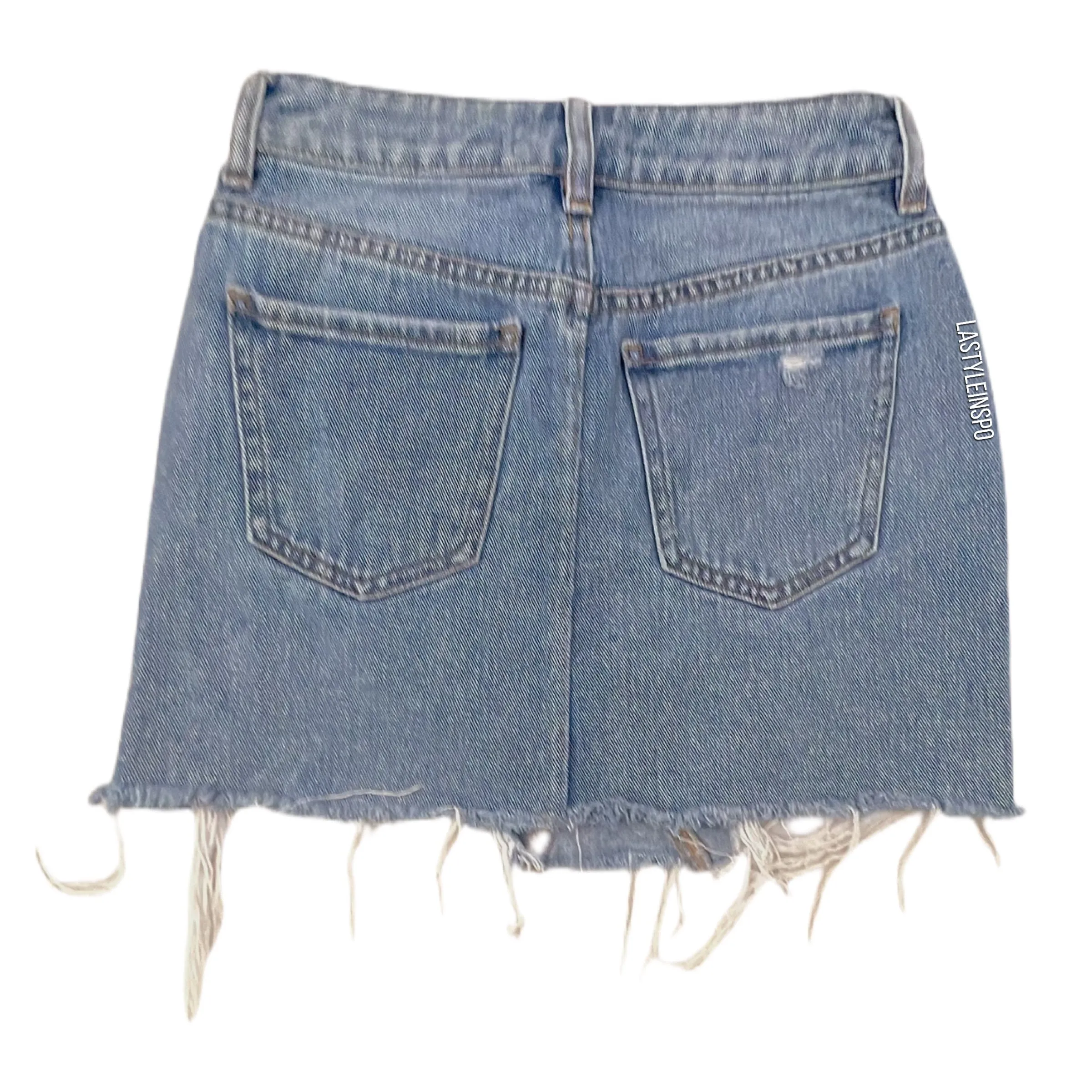 PACSUN Distressed Denim Mini Skirt Light Blue XS