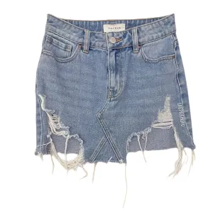 PACSUN Distressed Denim Mini Skirt Light Blue XS