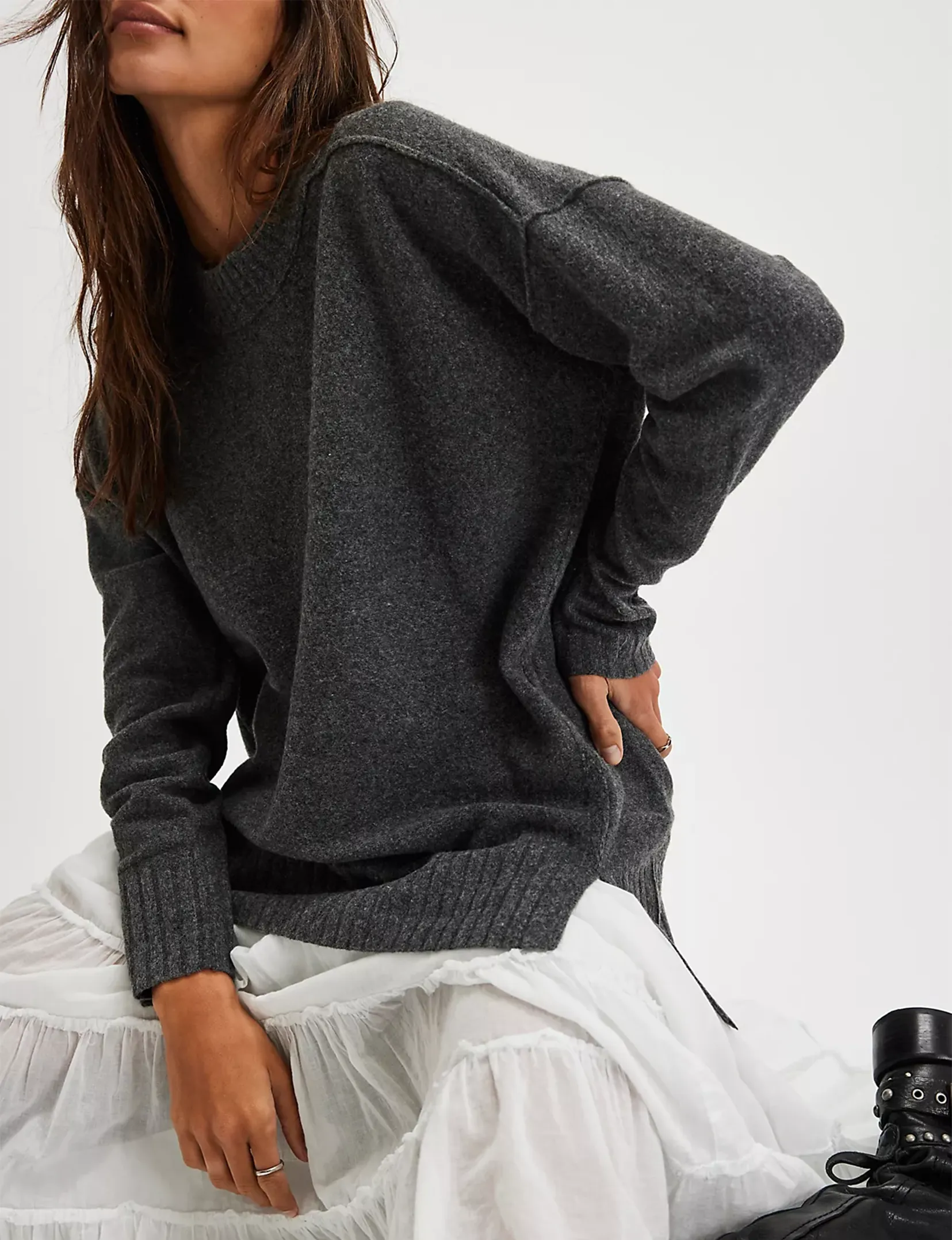 Phoebe Pullover, Dark Heather Grey