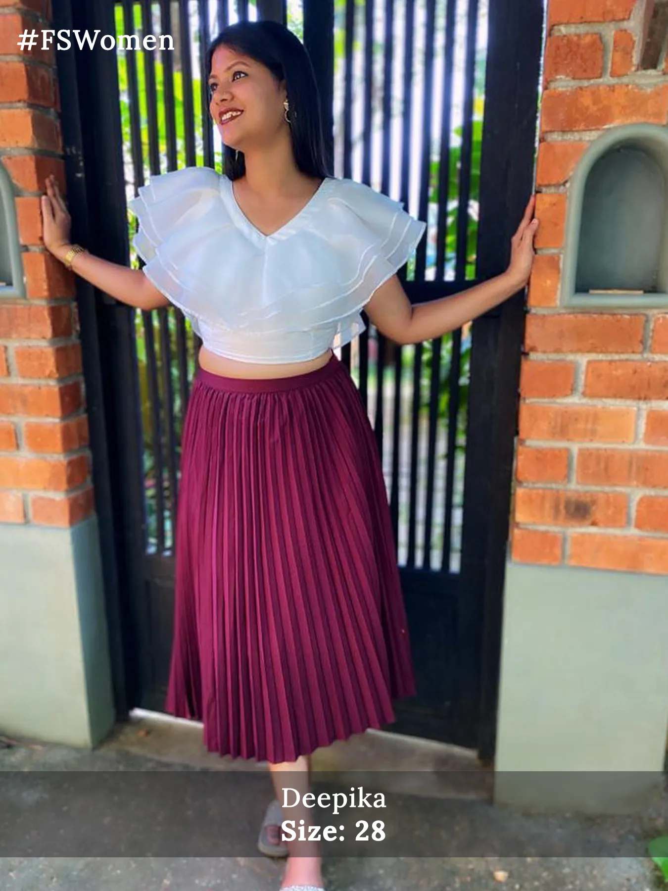 Pleated Flared Midi Skirt - Wine