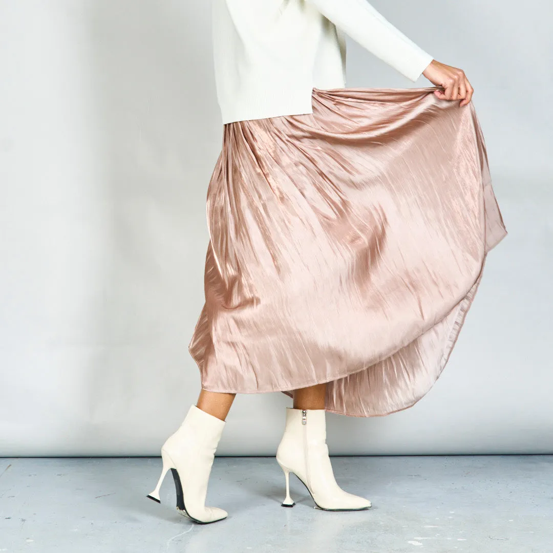 Pleated flowy midi skirt wholesale