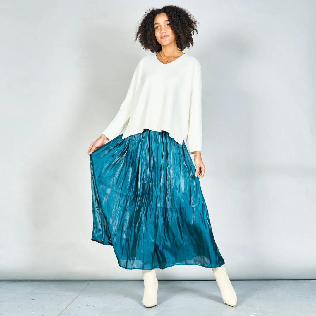 Pleated flowy midi skirt wholesale