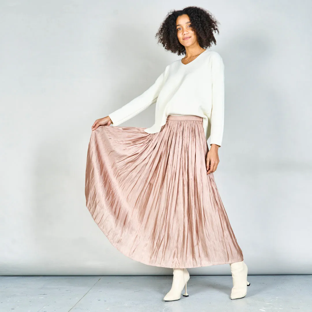 Pleated flowy midi skirt wholesale