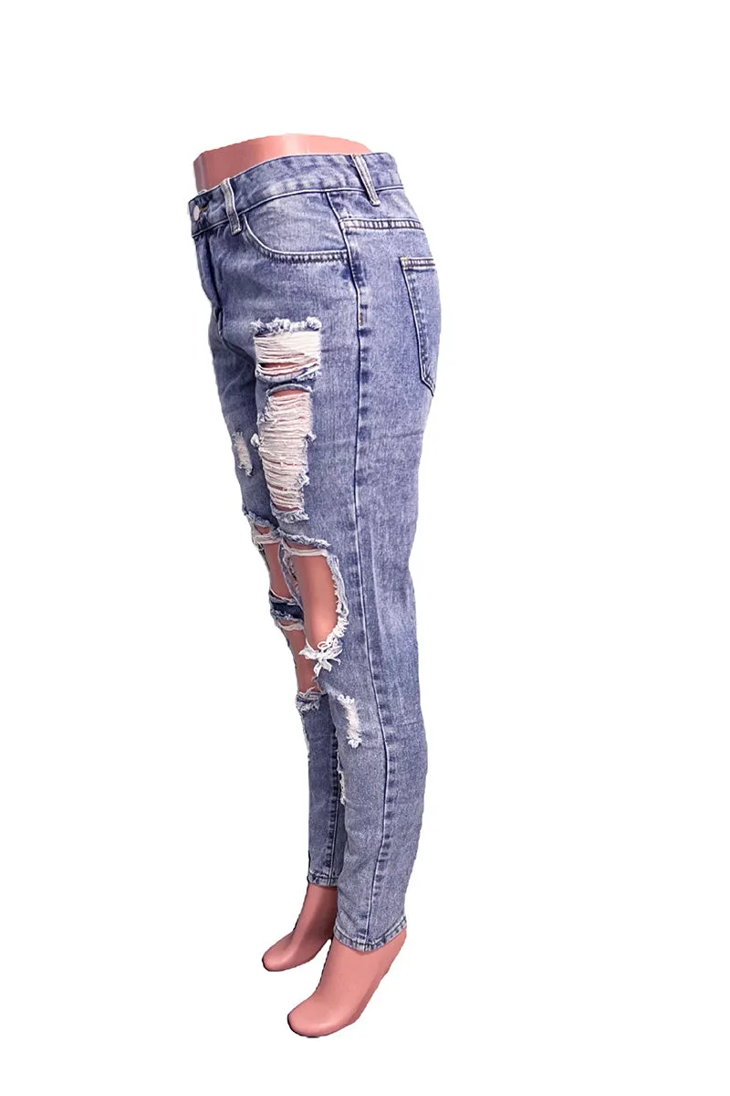 PS3454 Ripped Cutout Jeans Pant