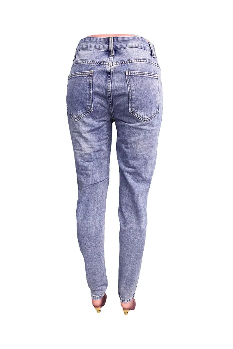 PS3454 Ripped Cutout Jeans Pant