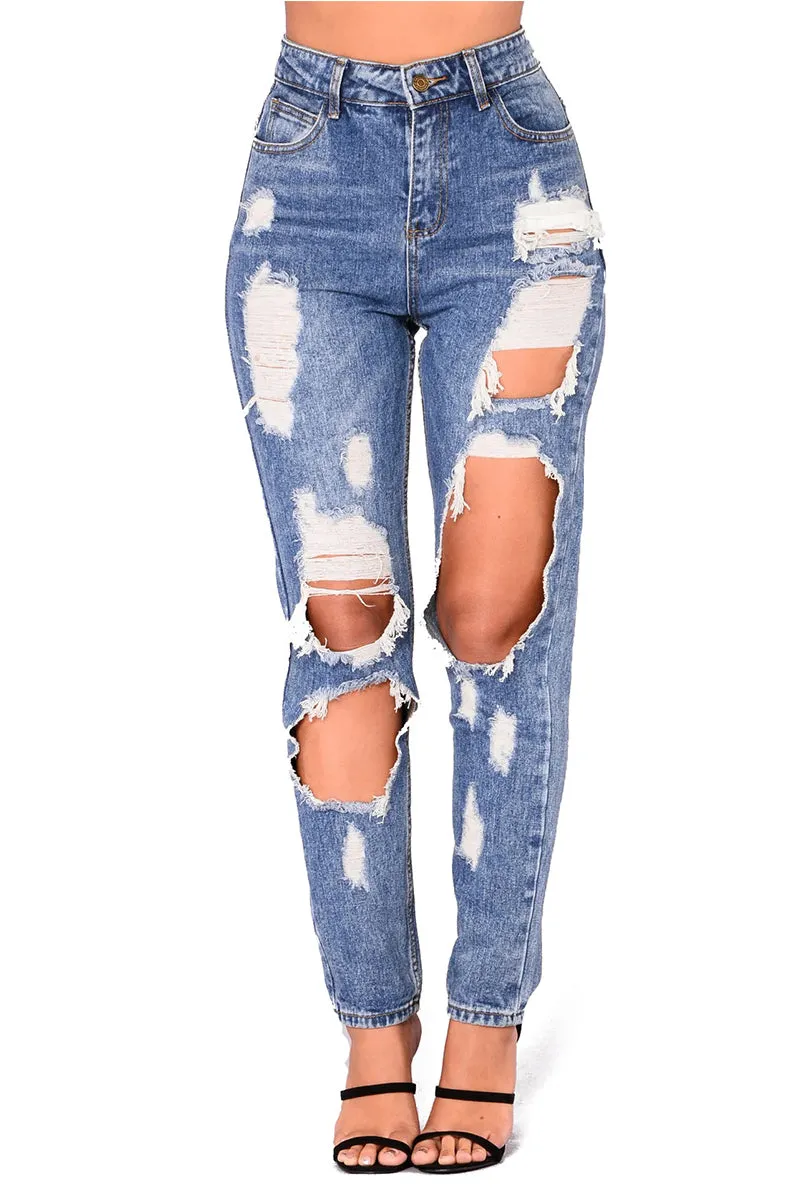 PS3454 Ripped Cutout Jeans Pant