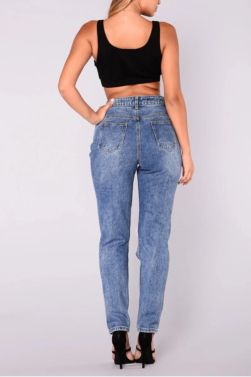 PS3454 Ripped Cutout Jeans Pant