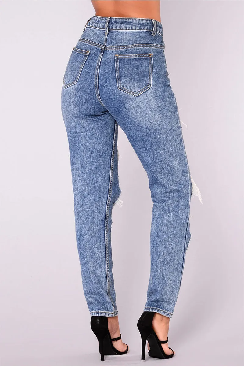 PS3454 Ripped Cutout Jeans Pant