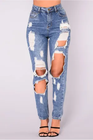 PS3454 Ripped Cutout Jeans Pant