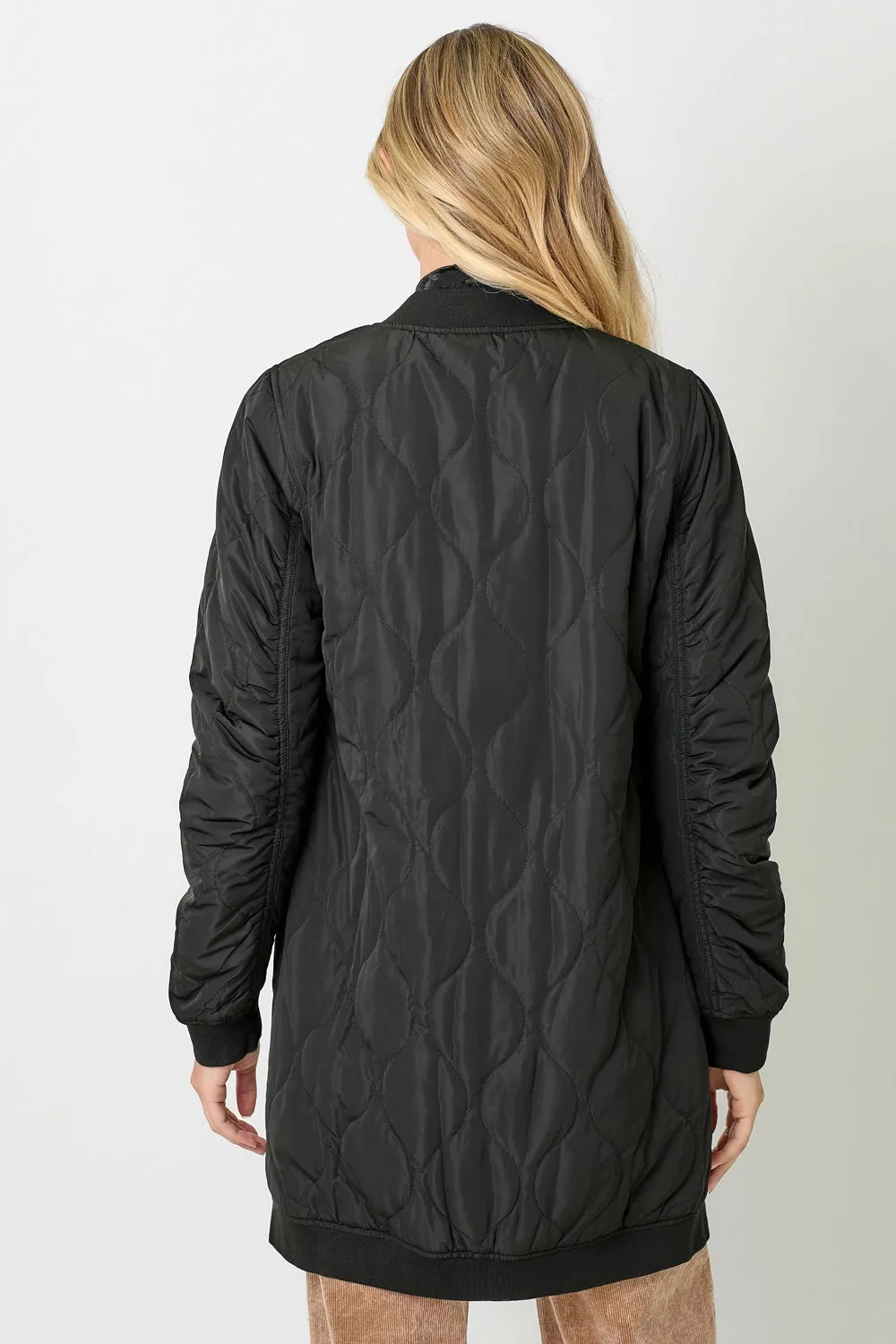 Quilted Long Bomber Jacket