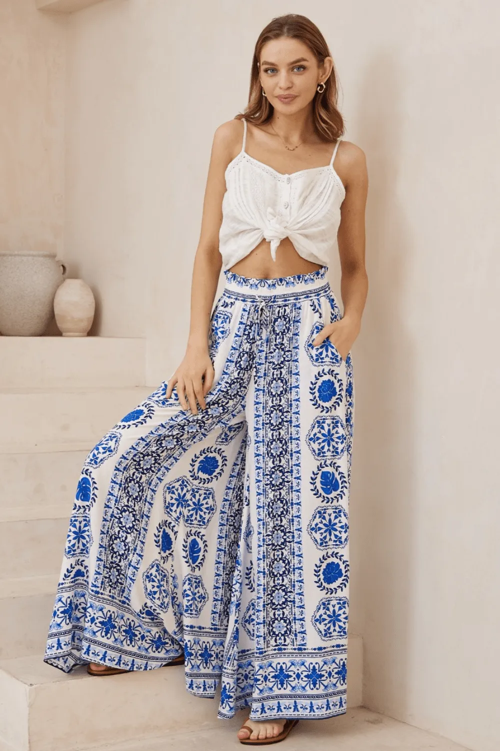 Rayne Wide Leg Pants - Blue