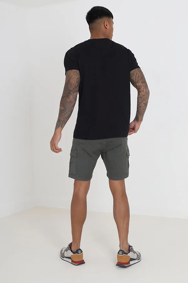 REGULAR MID GREY POCKET DETAIL CARGO SHORTS