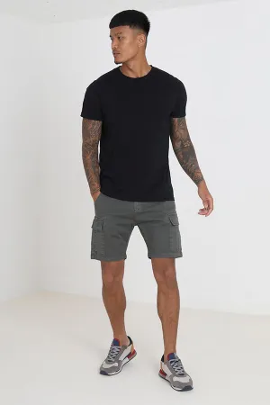 REGULAR MID GREY POCKET DETAIL CARGO SHORTS