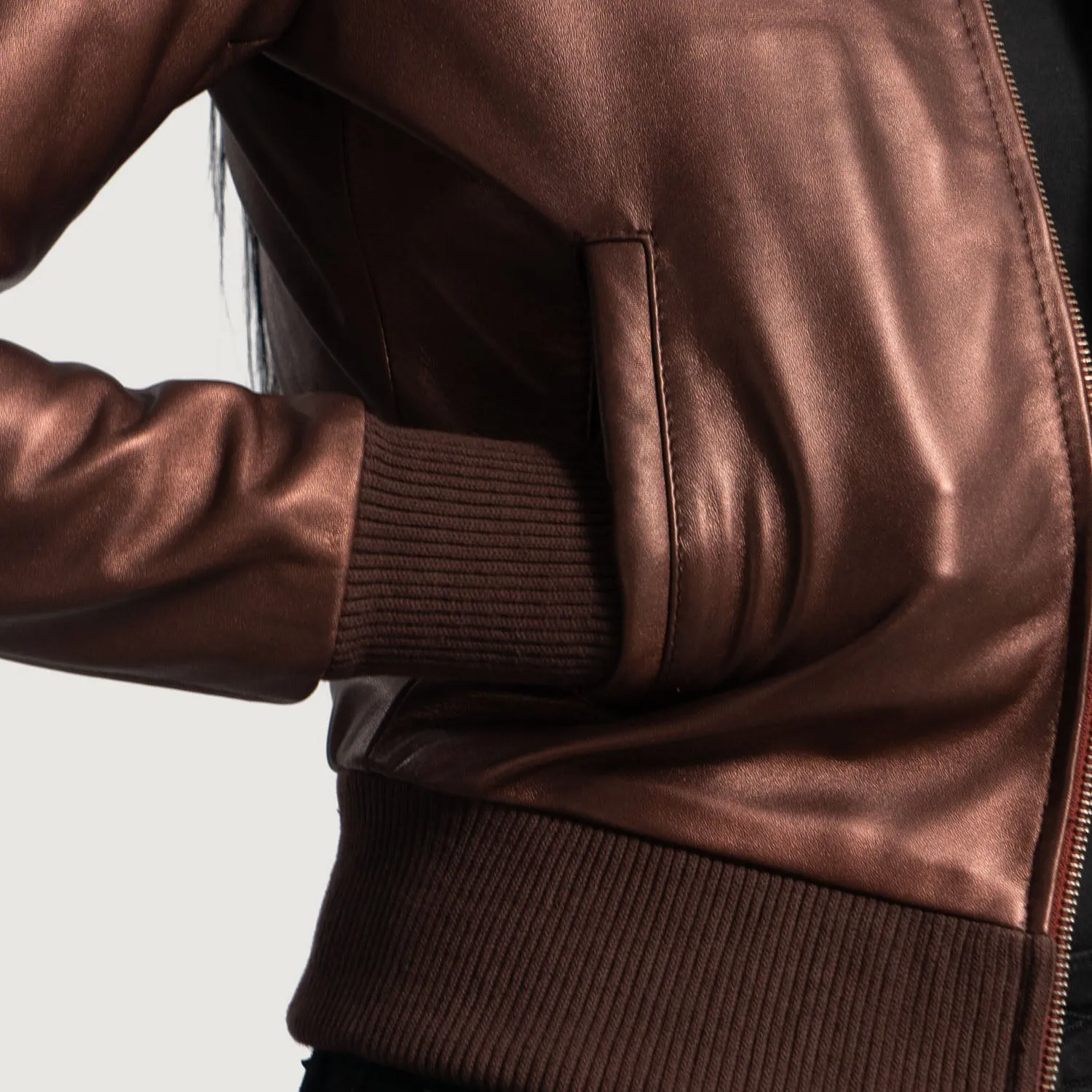 Reida Maroon Leather Bomber Jacket