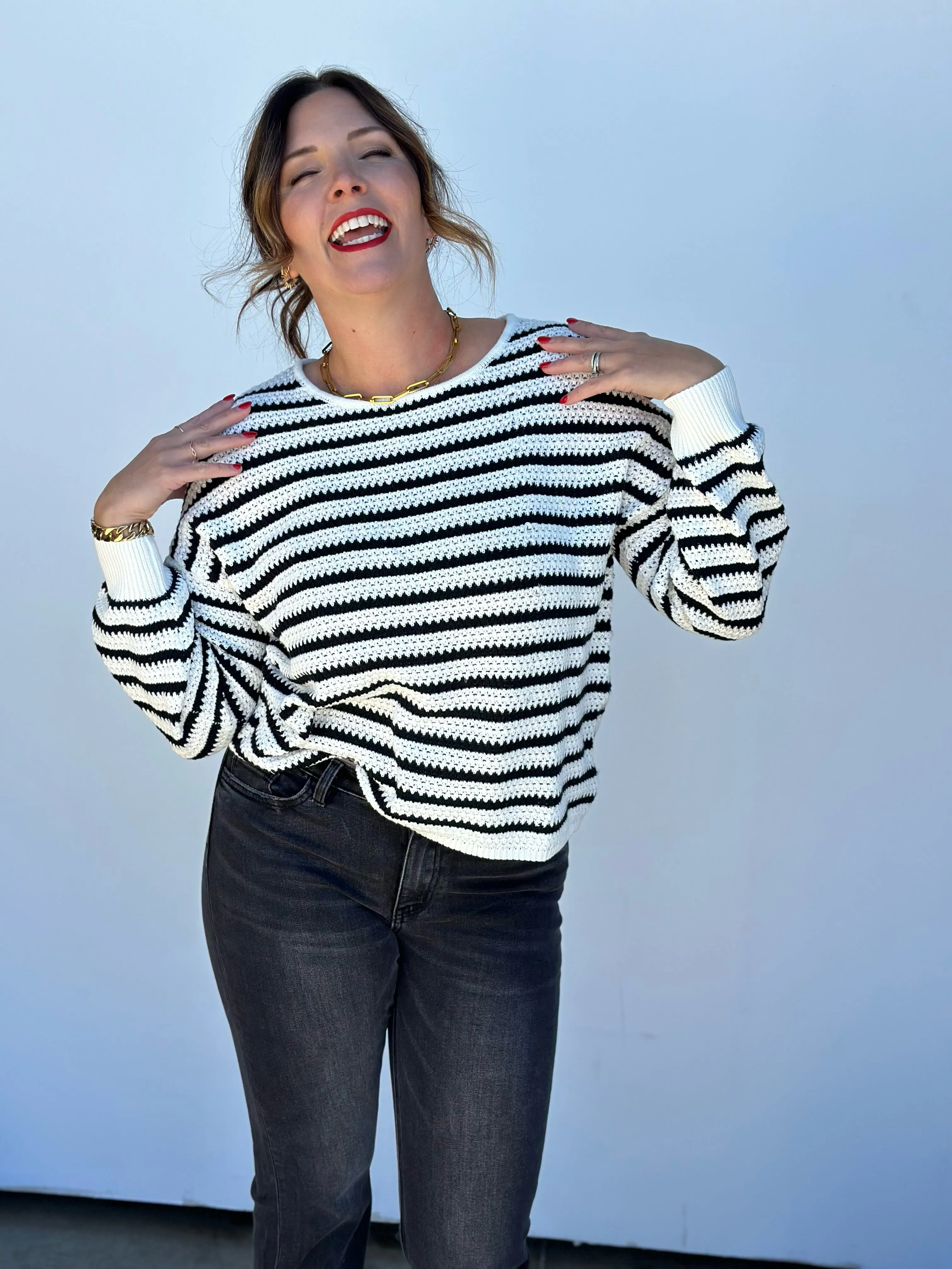 Relaxed Stripe Knit Sweater