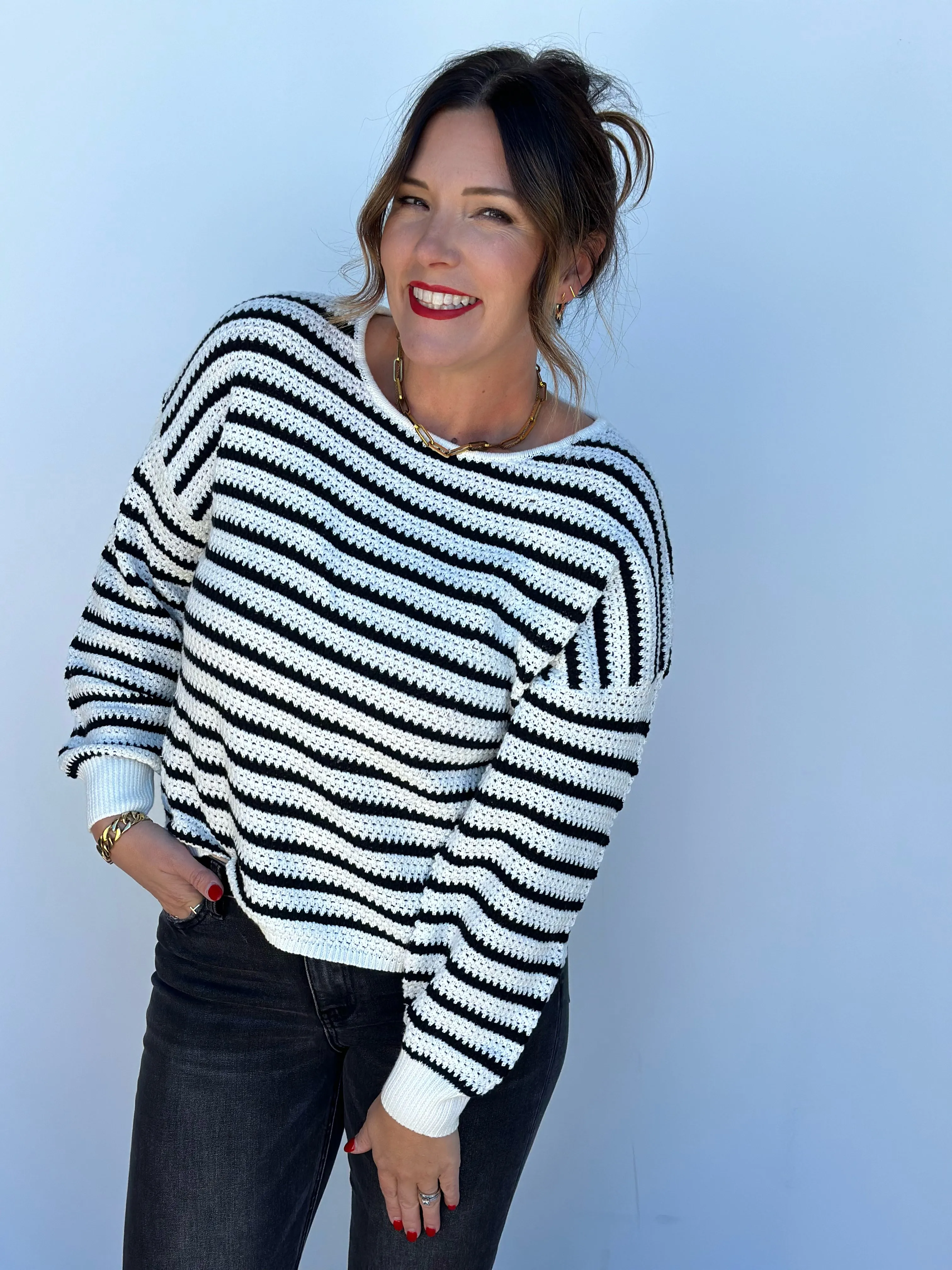 Relaxed Stripe Knit Sweater