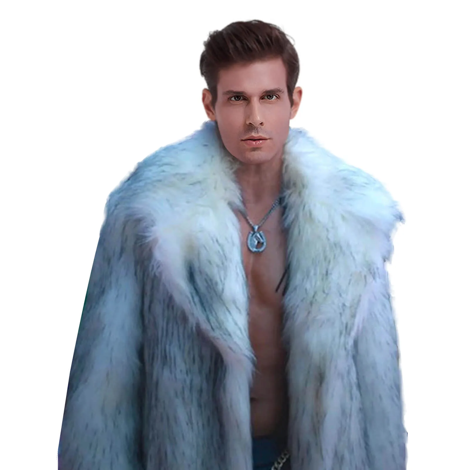 Ryan Gosling Faux Fur Coat Genuine Men's Thick Fleece Long Sleeve Coats Halloween Cosplay Costume