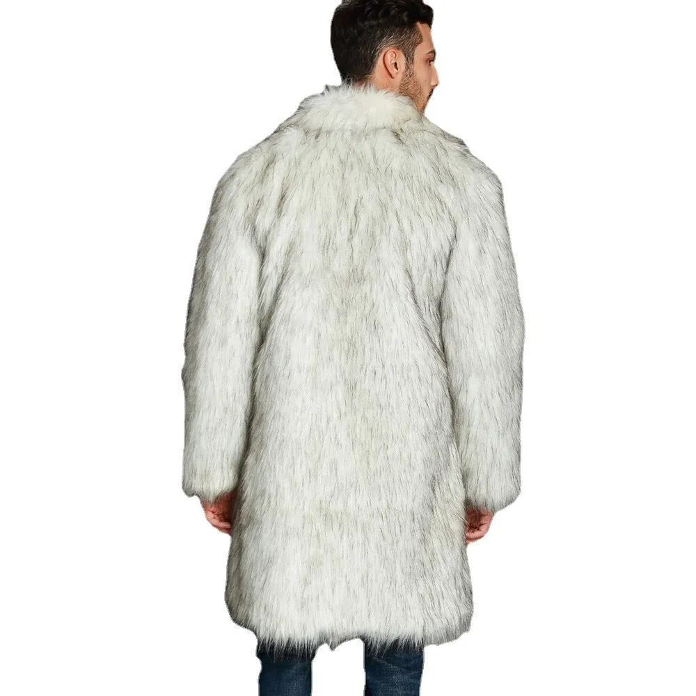 Ryan Gosling Faux Fur Coat Genuine Men's Thick Fleece Long Sleeve Coats Halloween Cosplay Costume