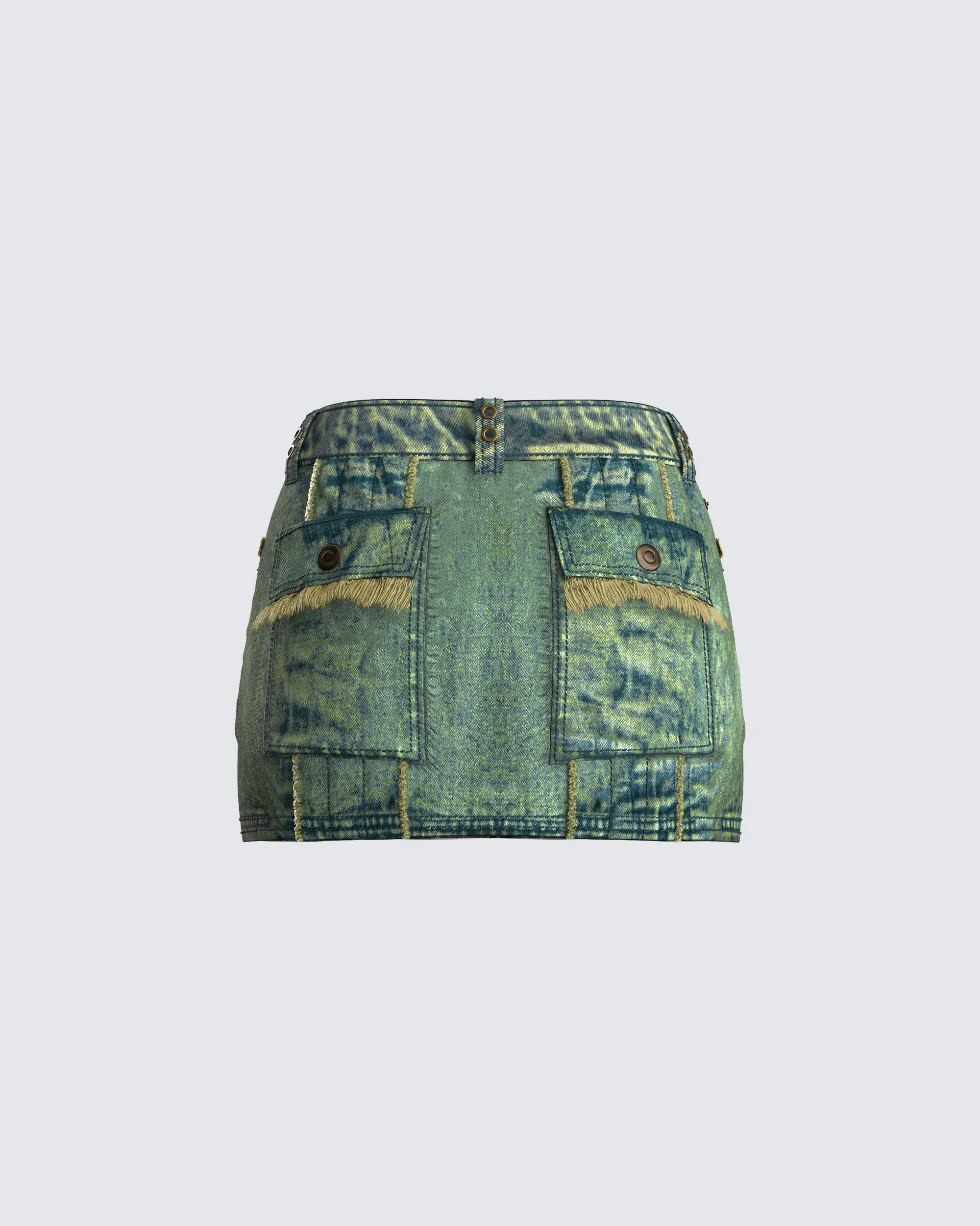 Sima Green Tint Denim Mini Skirt