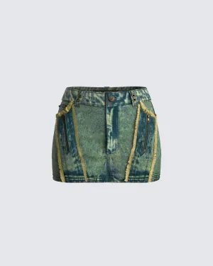 Sima Green Tint Denim Mini Skirt