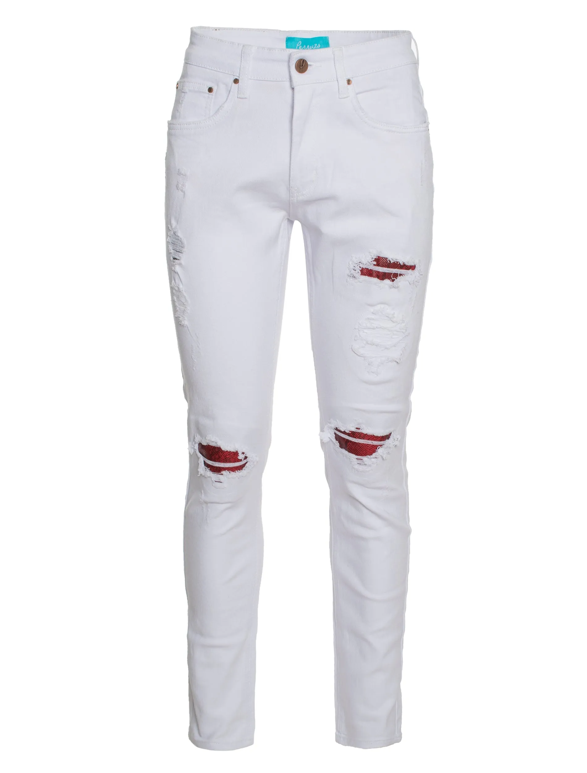 Skinny Jean with Python knee in Patch white (7571)