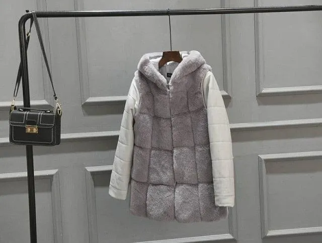 Slim Sleeveless Faux Fox Fur Vest Winter Jacket