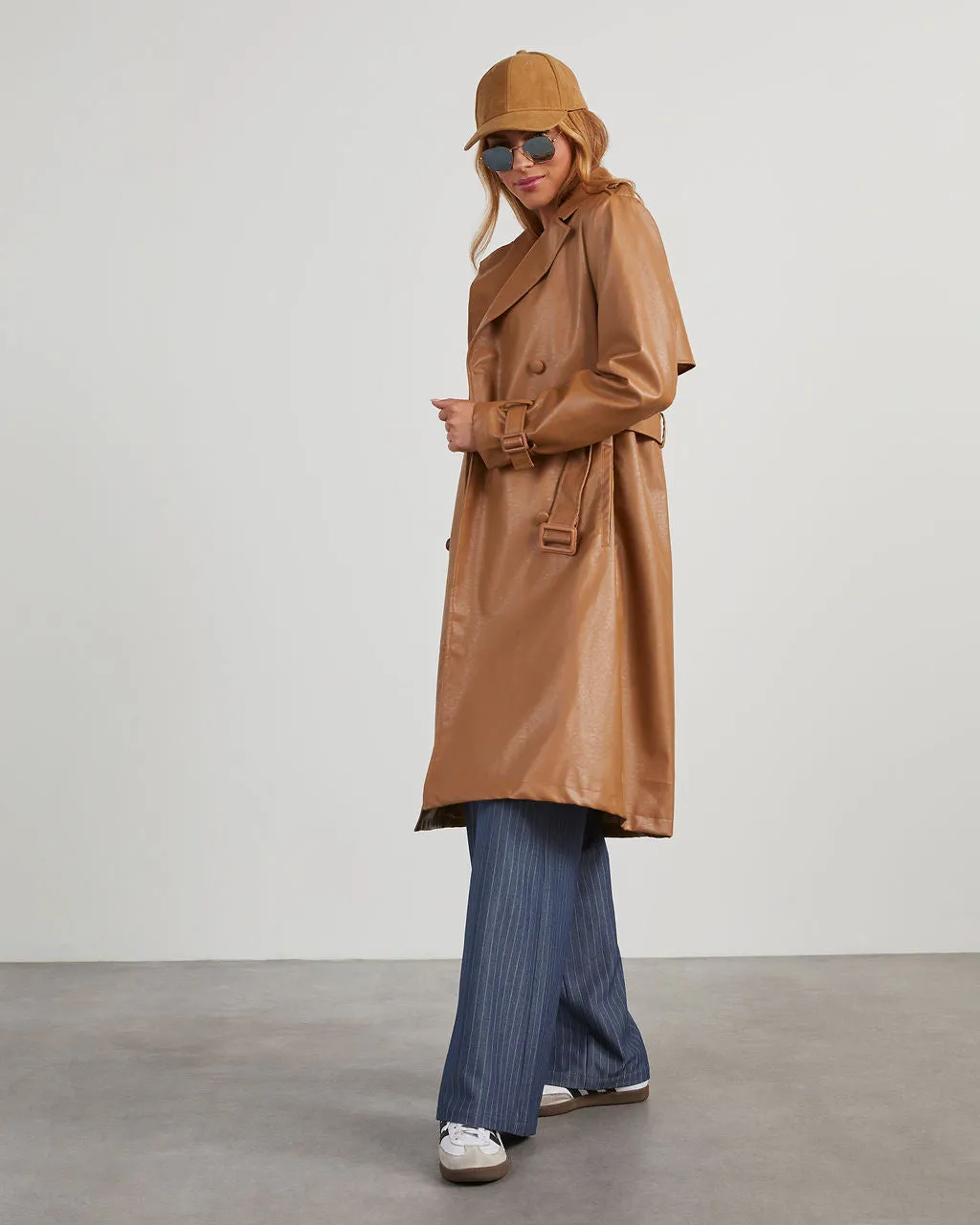 Stewart Vegan Leather Trench Coat