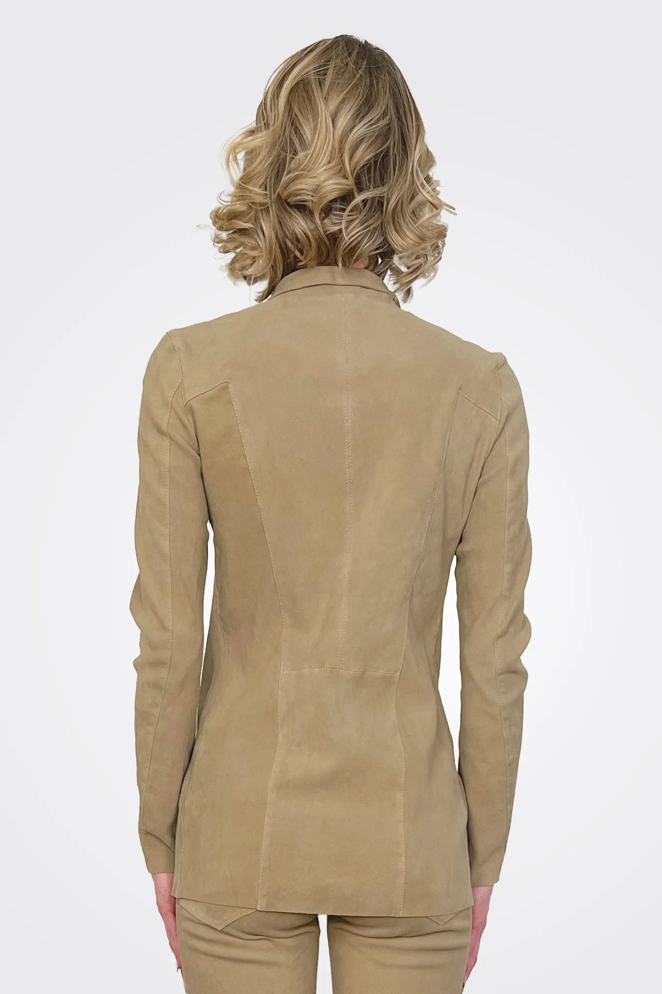 Stretch Leather Jacket - Taupe