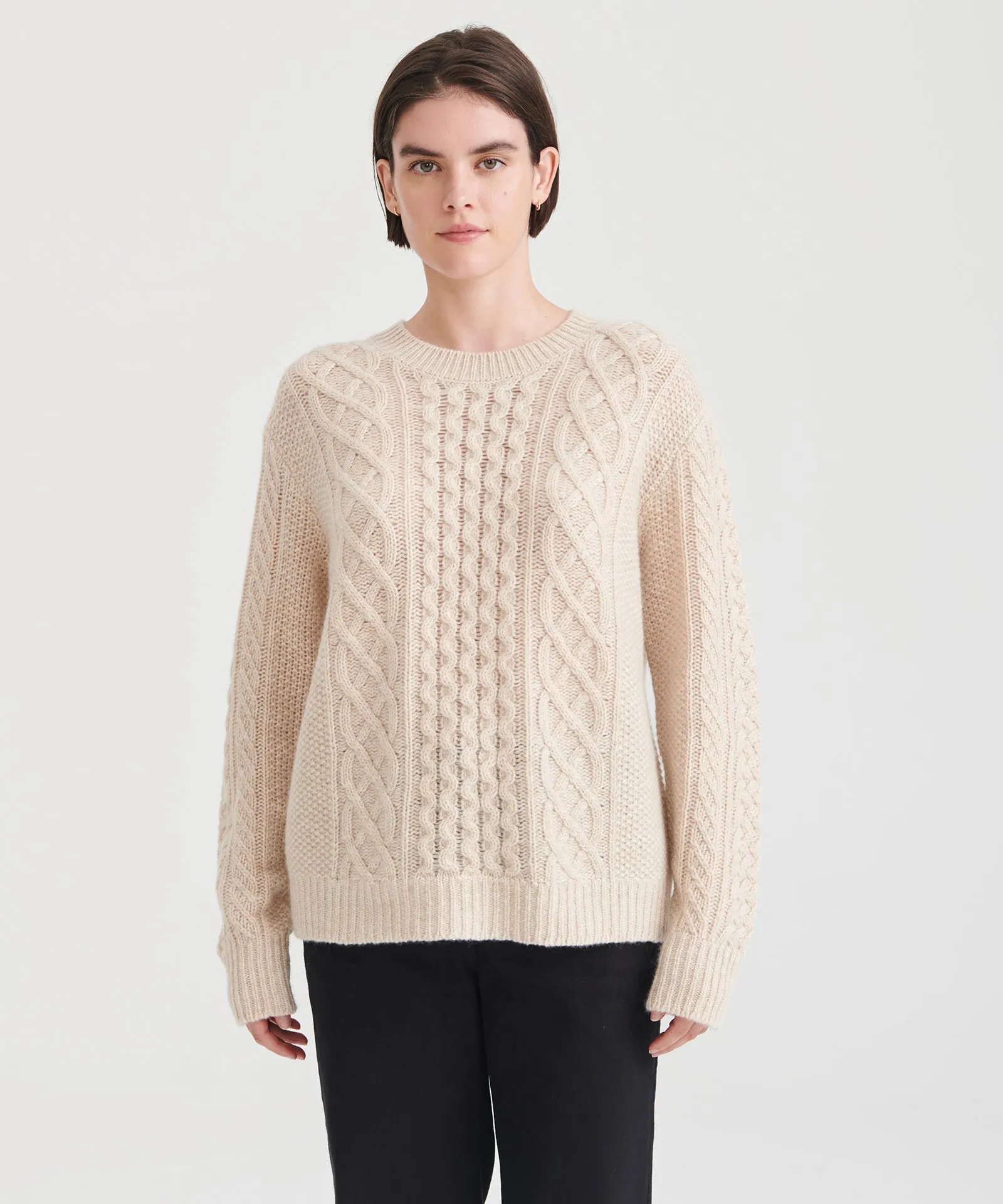 Super Luxe Cashmere Cable Crewneck Sweater