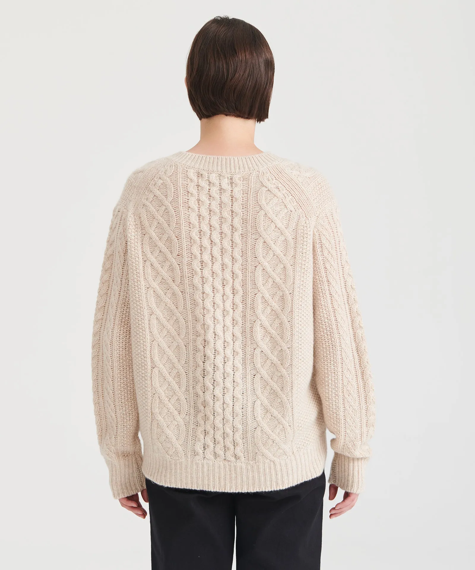 Super Luxe Cashmere Cable Crewneck Sweater