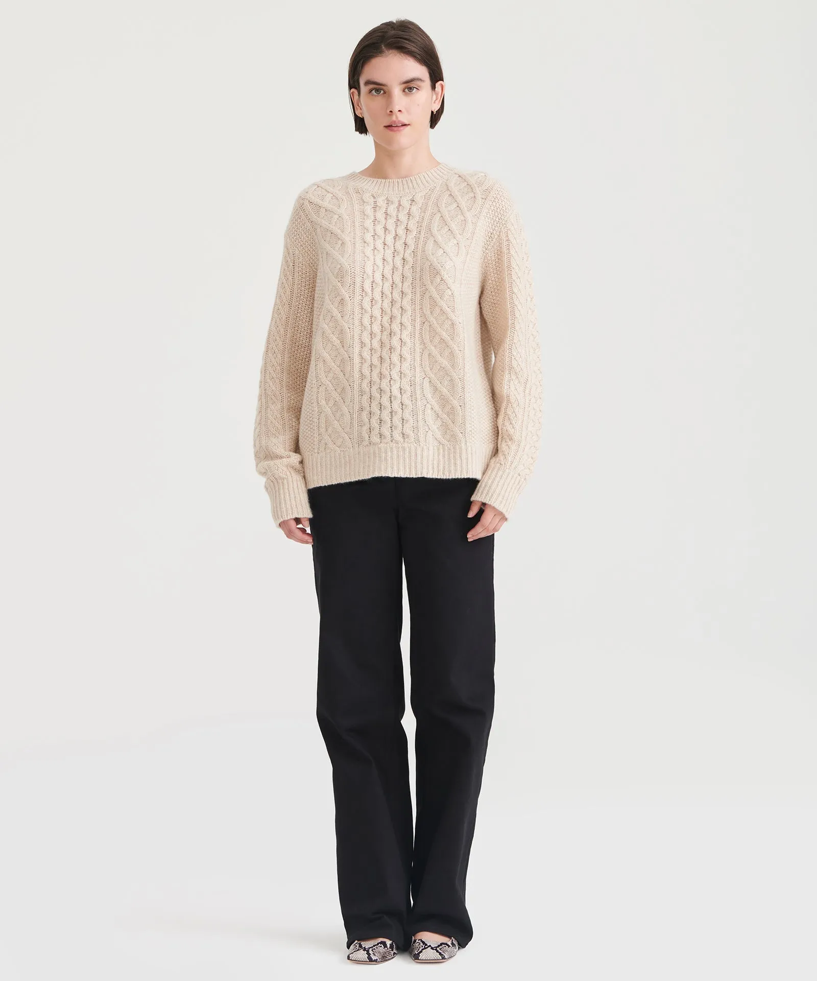 Super Luxe Cashmere Cable Crewneck Sweater