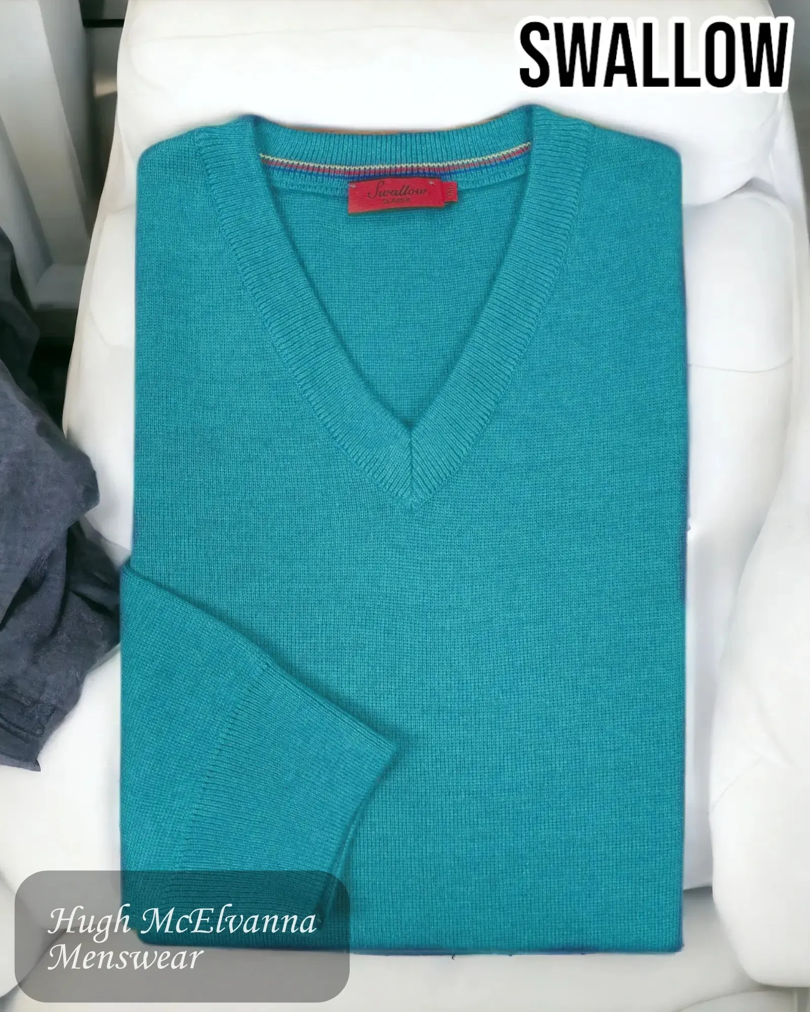 Swallow Tiffany Blue V-Neck Sweater