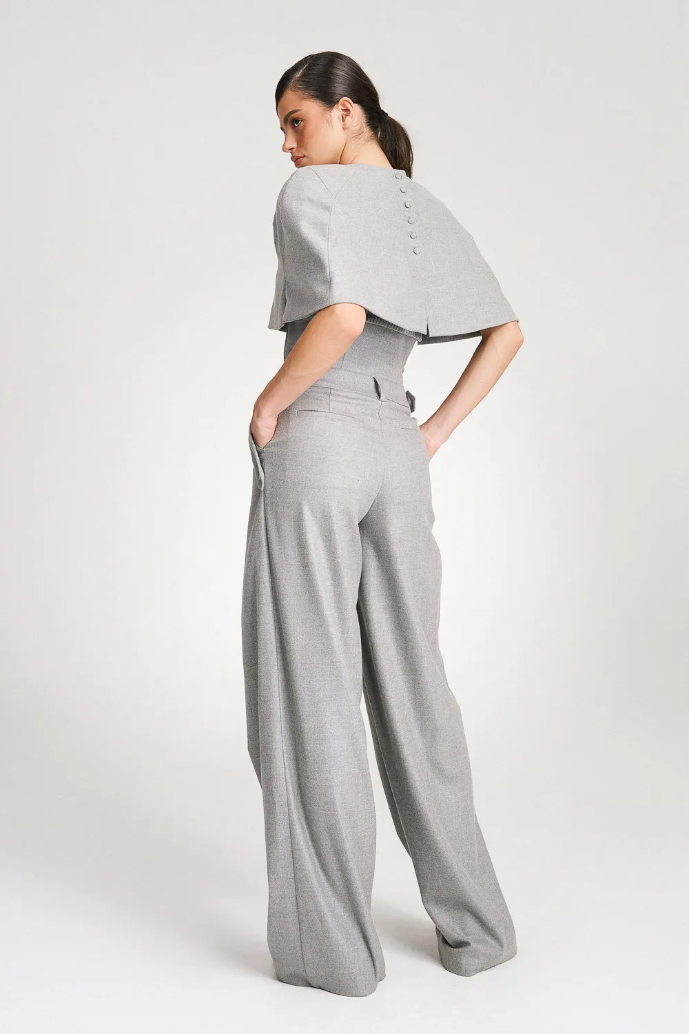 'Tammy' Pleated Wide-Leg Corset Trousers