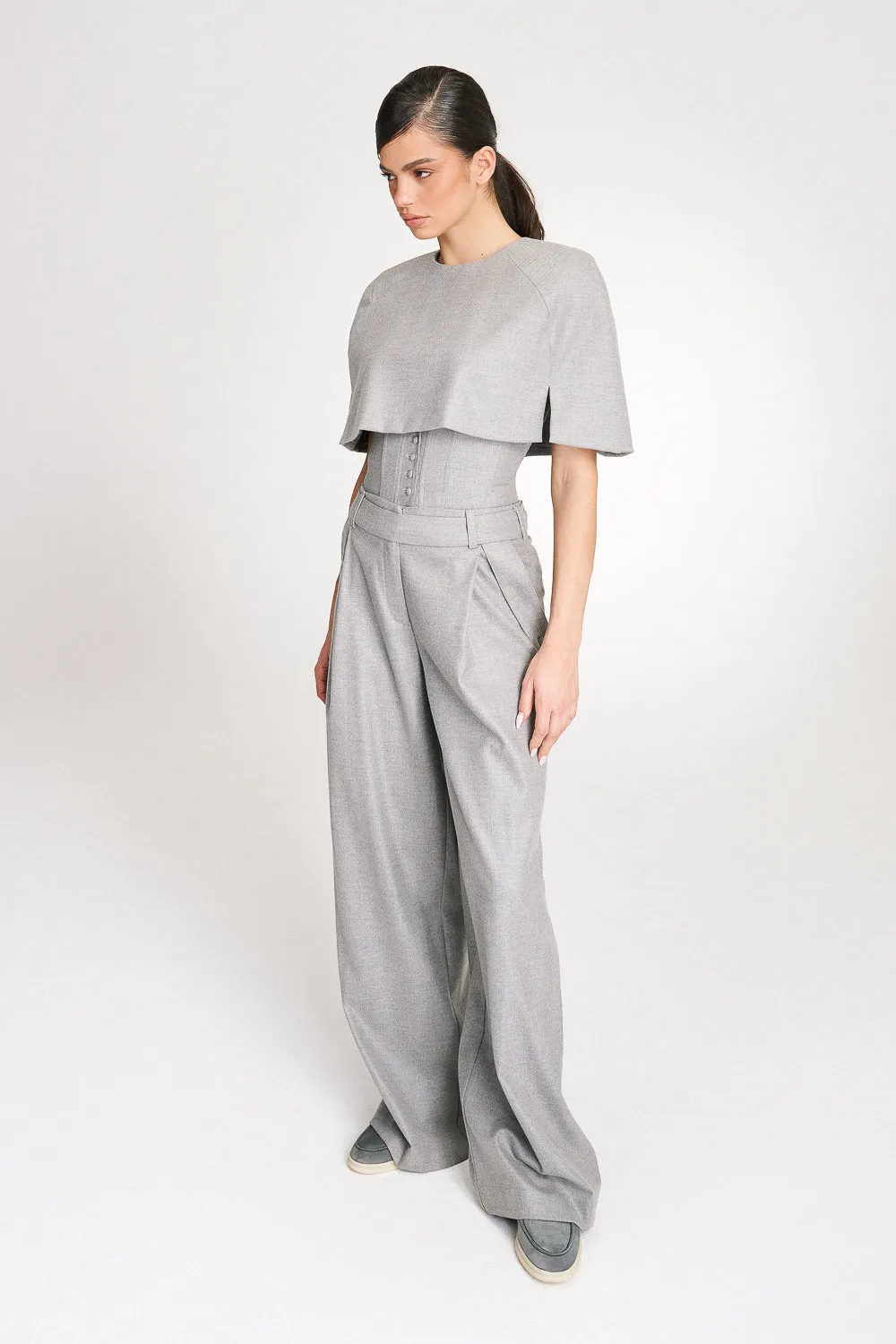 'Tammy' Pleated Wide-Leg Corset Trousers