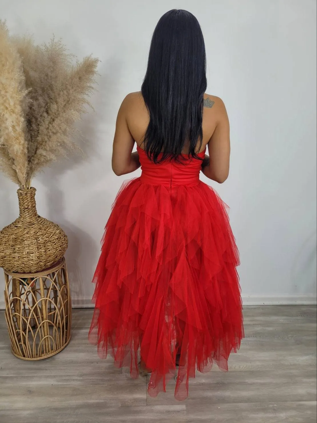 Temptation Tulle Midi (Red)