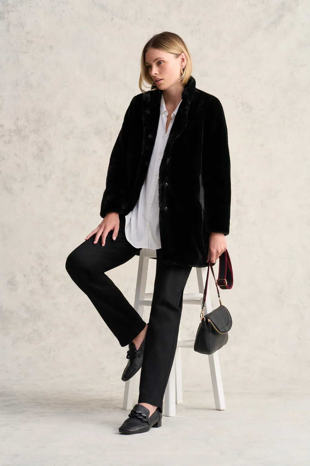 Textured Faux Fur Coat