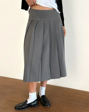 Trisma Pleated Midi Skirt in Charcoal Grey