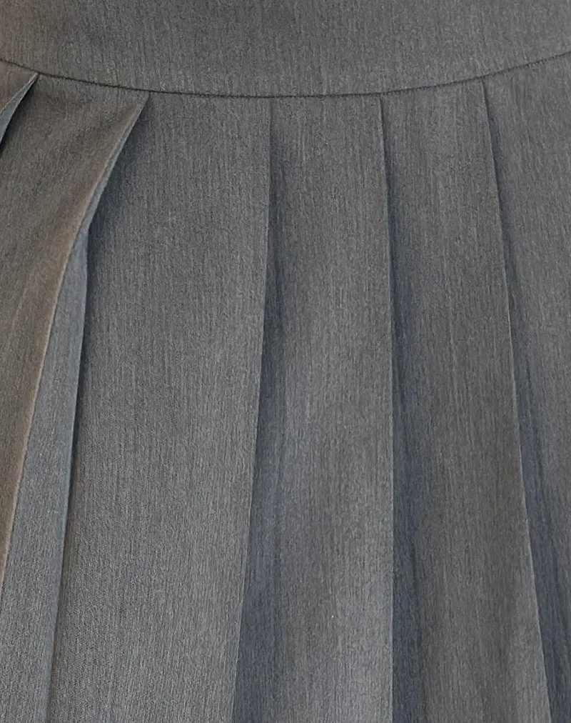 Trisma Pleated Midi Skirt in Charcoal Grey