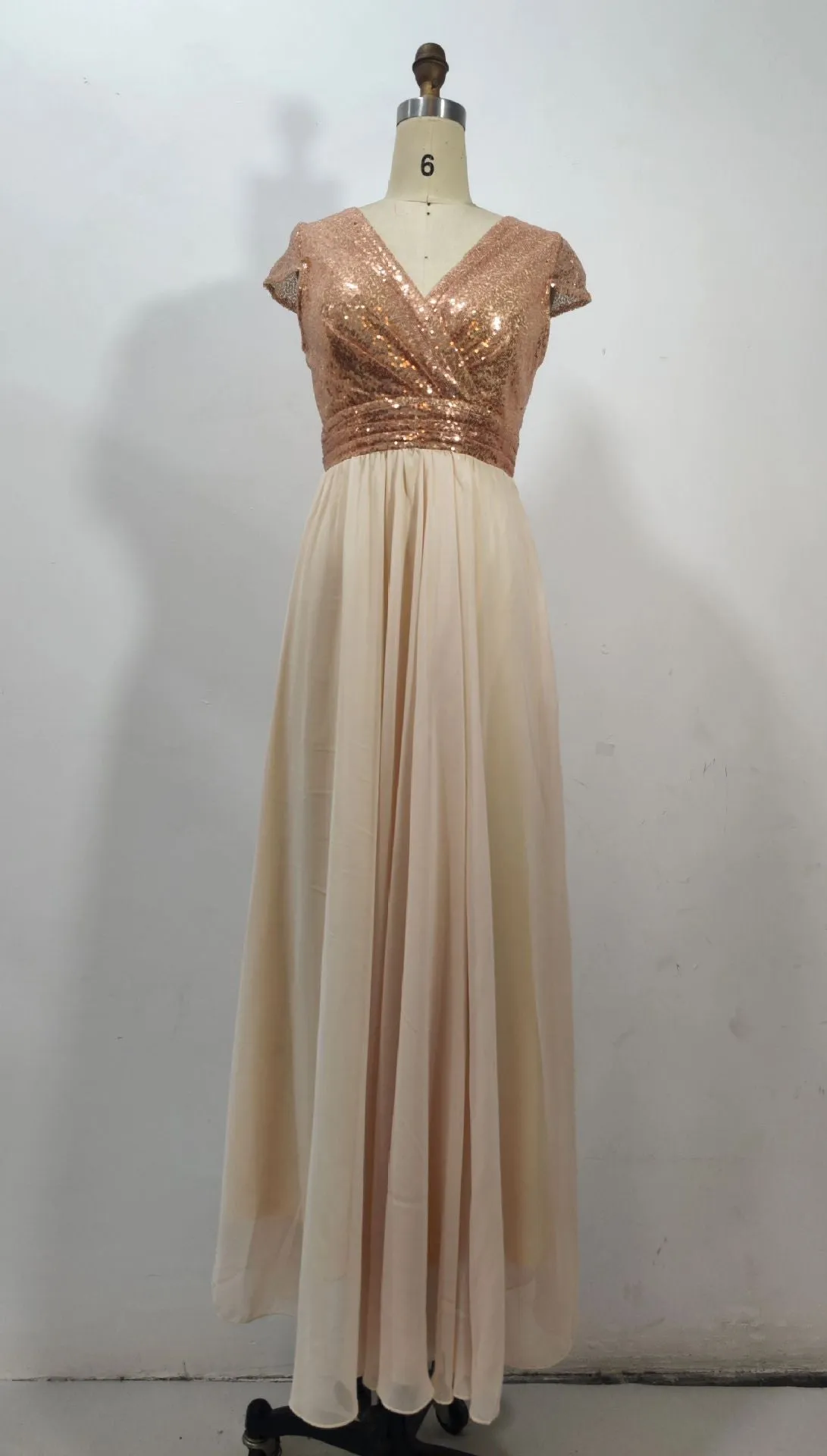 V Neck Long Formal Dress with Sequins