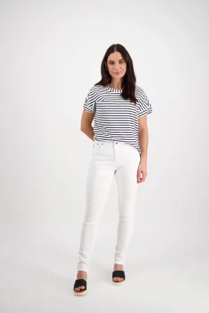 Vassalli - Skinny Leg Full Length Basket Weave Jean-White