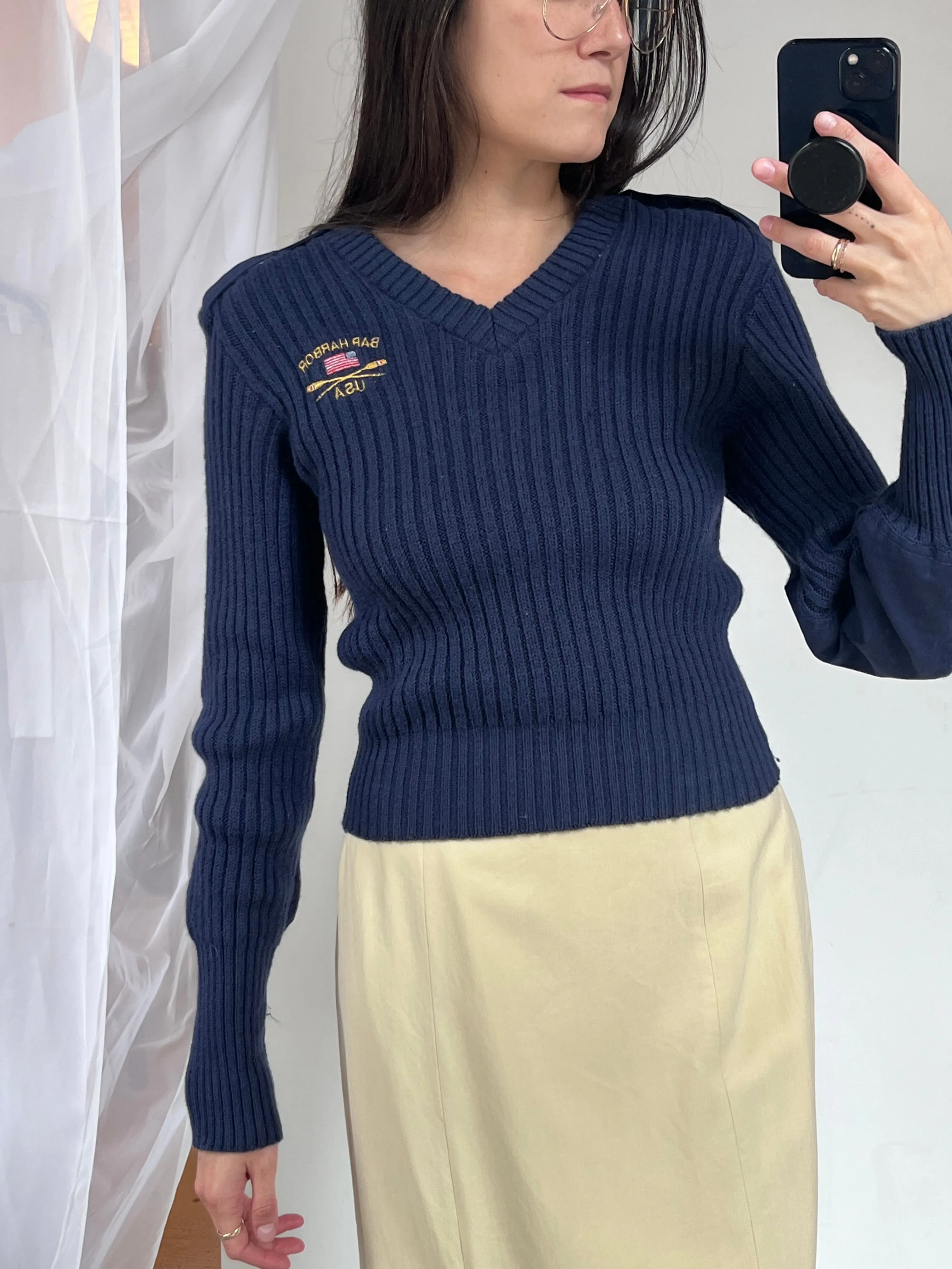 Vintage Bar Harbor v-neck wool pullover