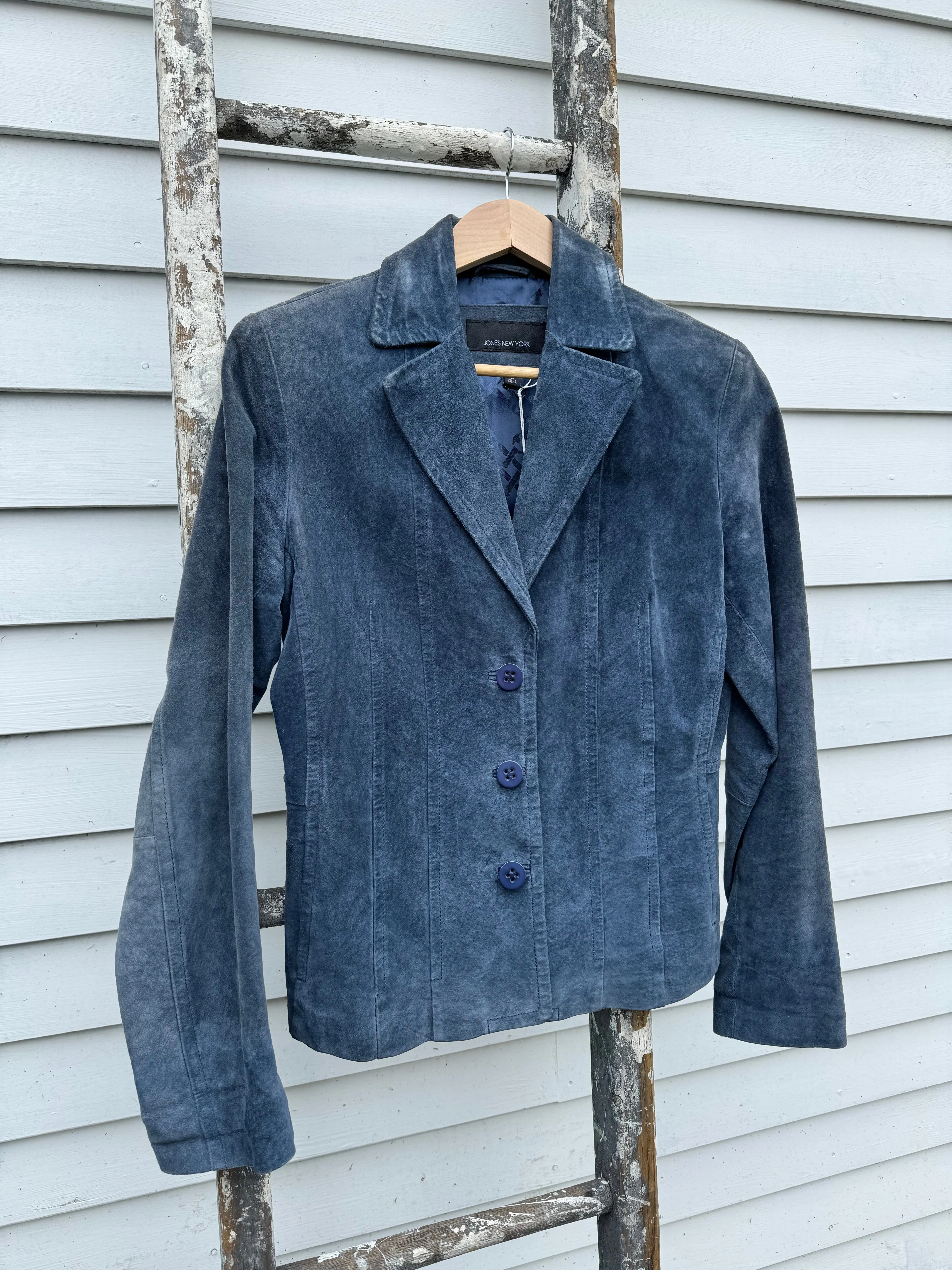 Vintage Suede Blazer - Slate Blue