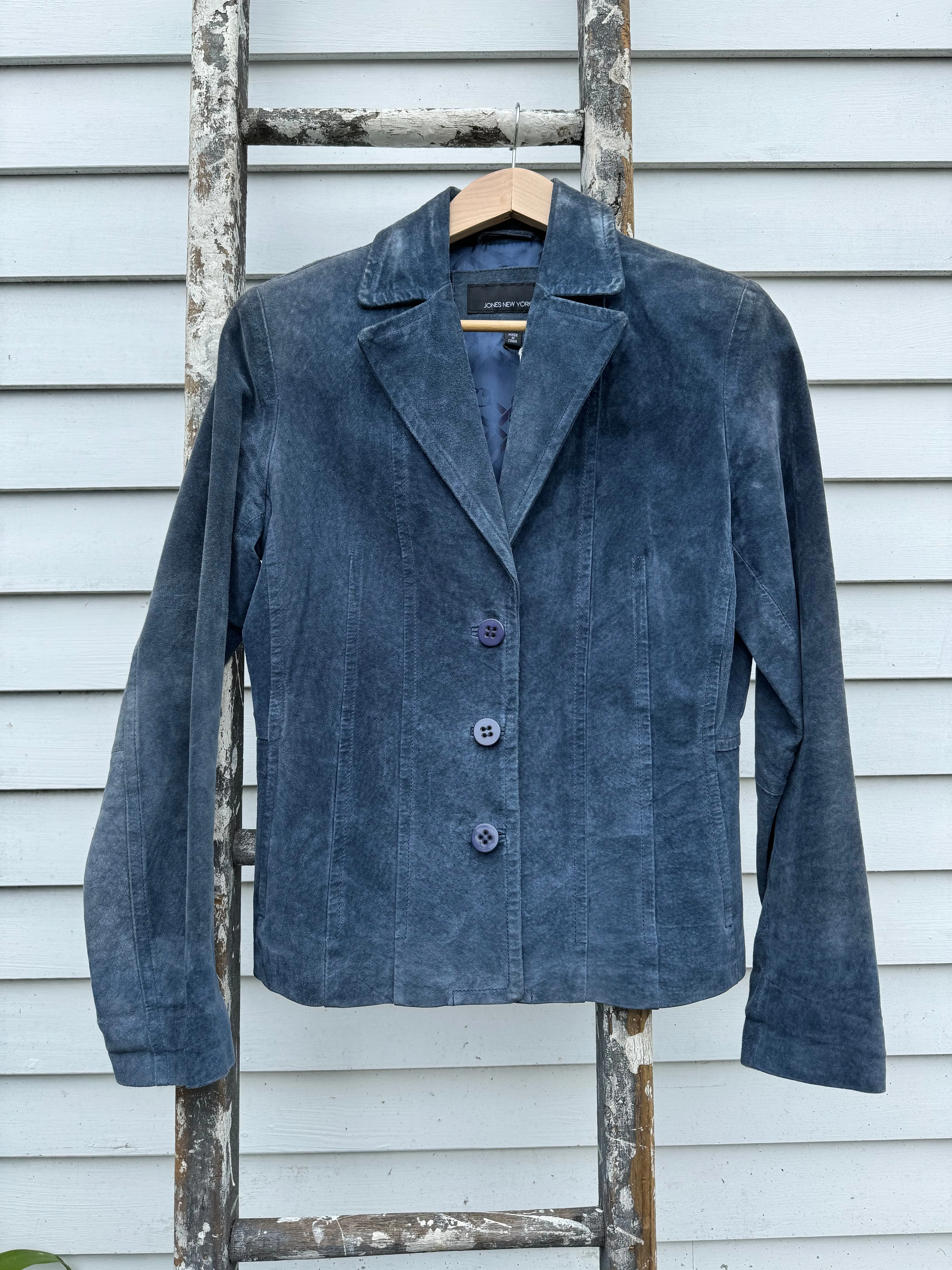 Vintage Suede Blazer - Slate Blue