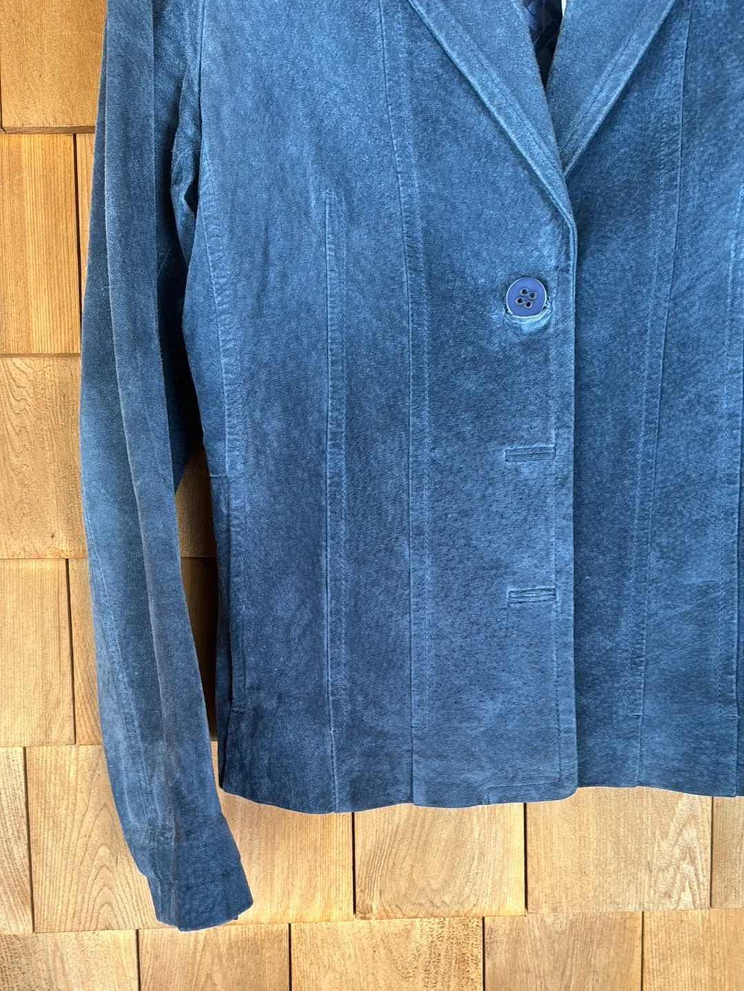 Vintage Suede Blazer - Slate Blue