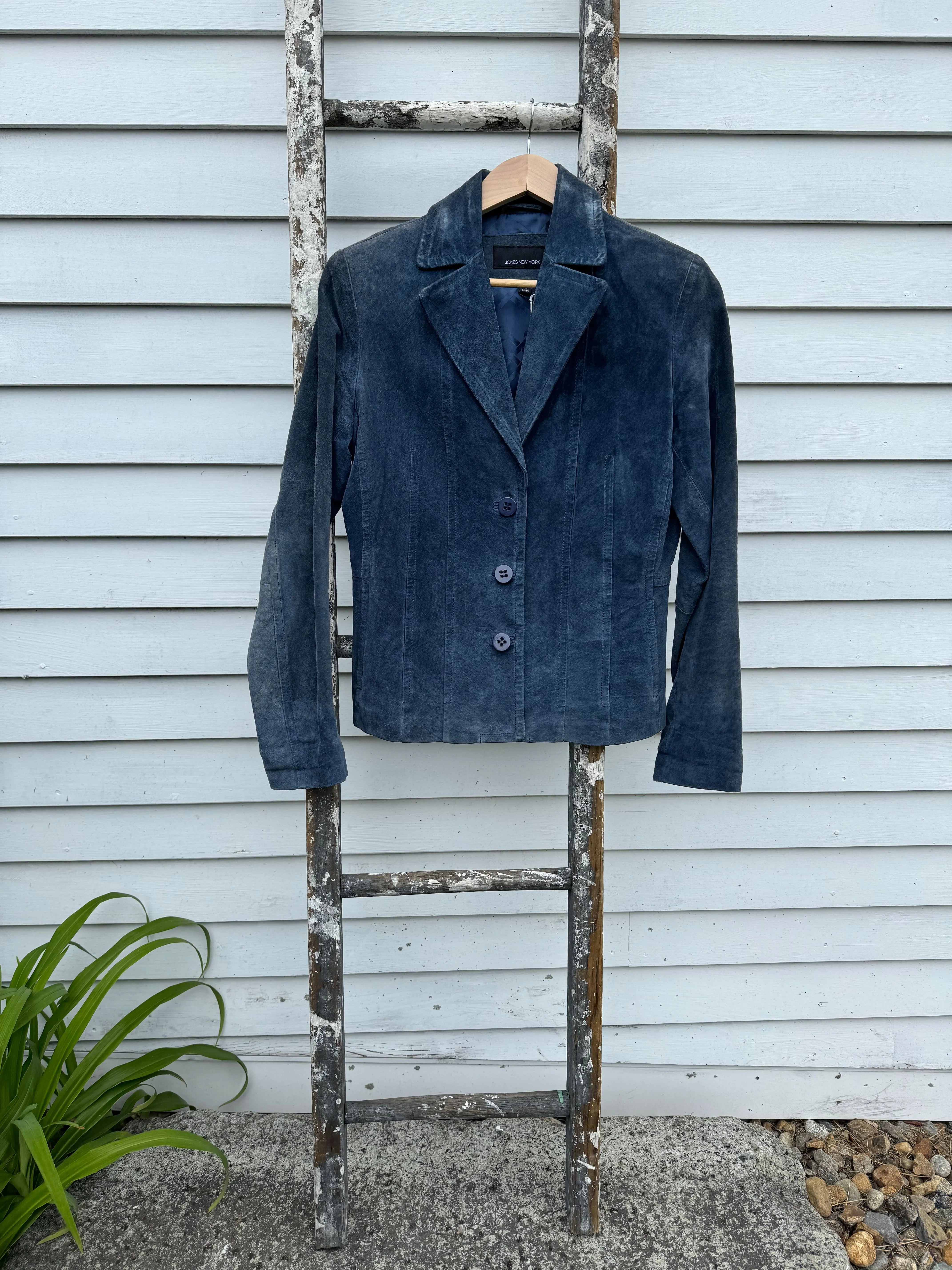 Vintage Suede Blazer - Slate Blue