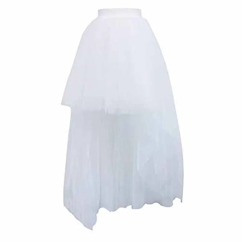 Women High Low Tutu Skirts Layered Mesh Tulle Skirt Princess Wedding Evening Prom Dovetail Skirts