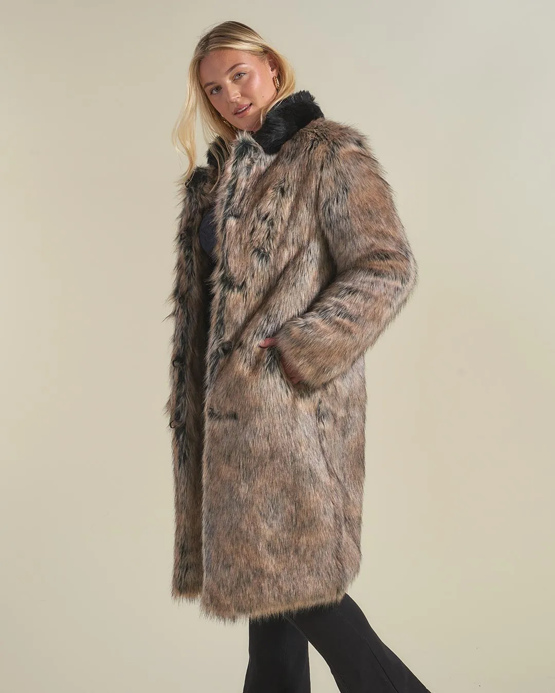 Women's Long Faux Fur Coat | Dire Wolf