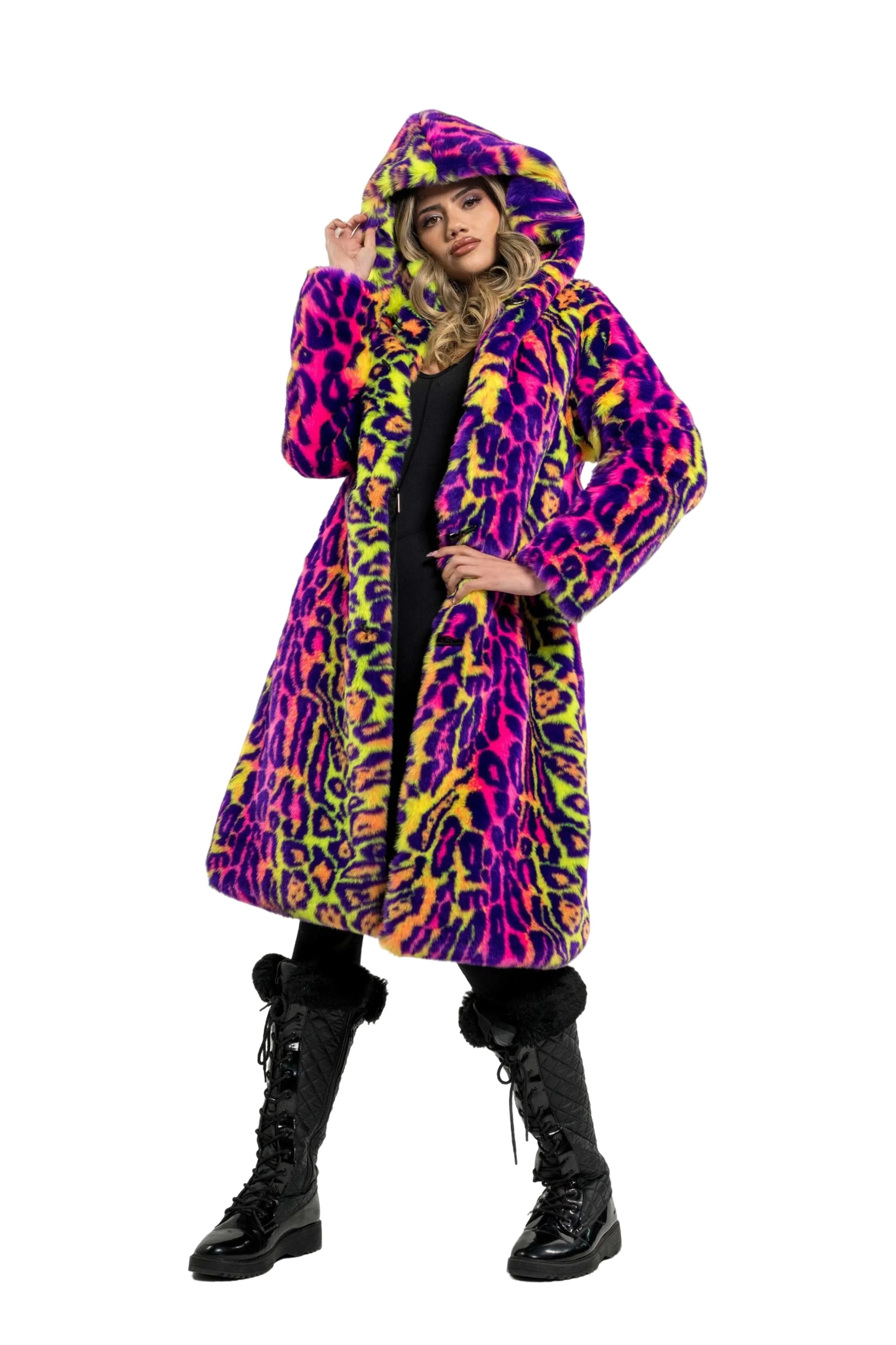 Women's Playa Coat in "Neon Cheetah"