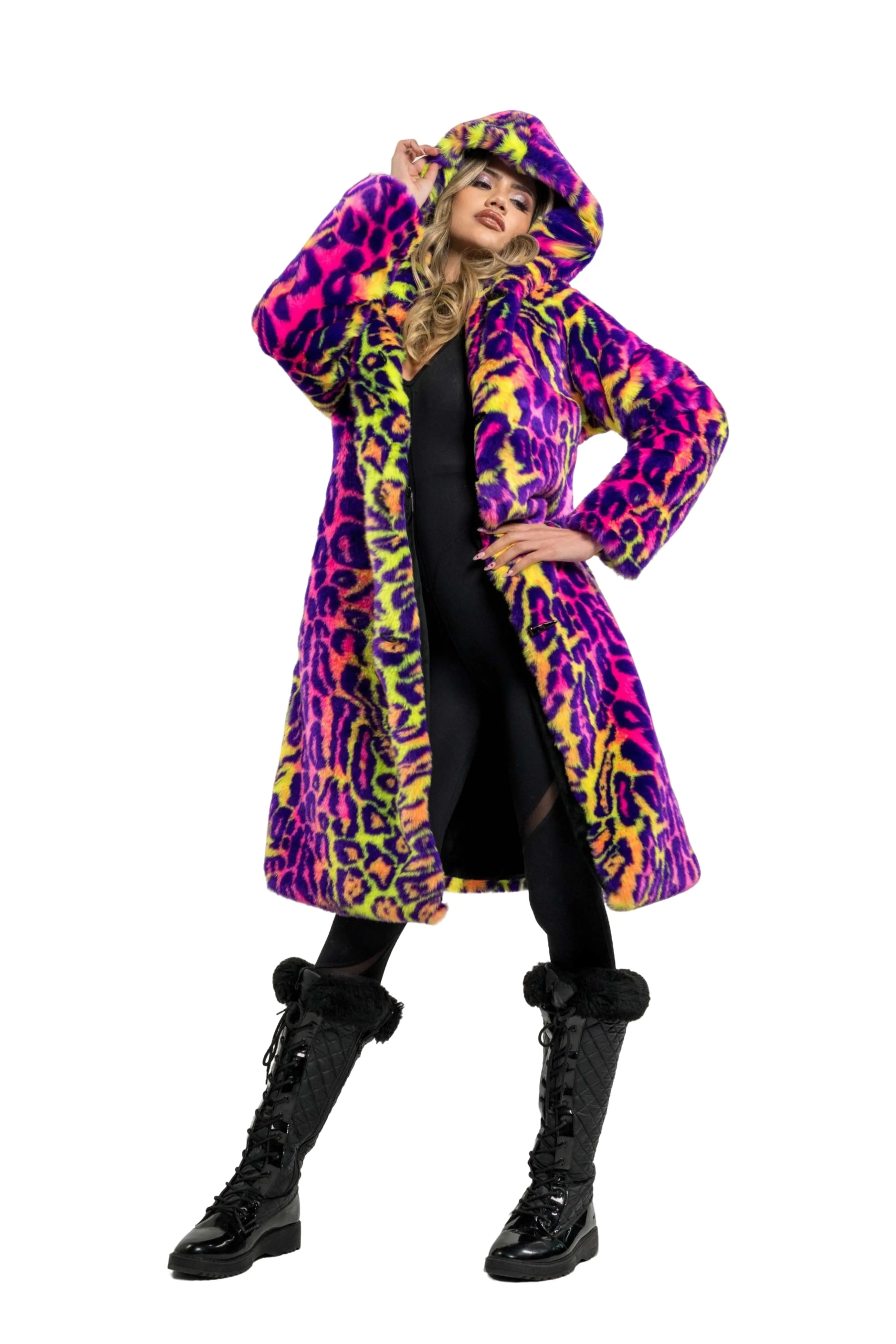 Women's Playa Coat in "Neon Cheetah"